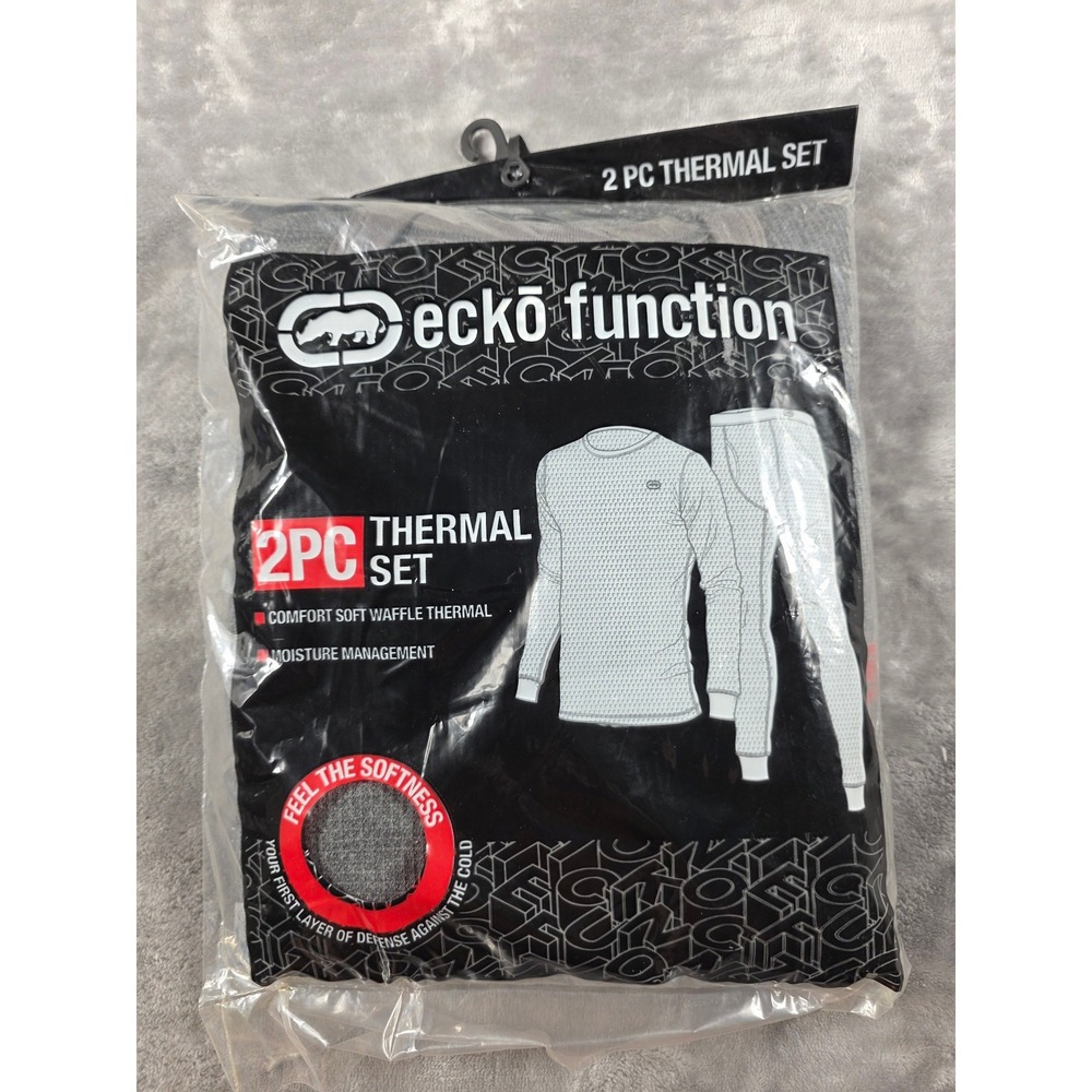 Ecko Function Thermal Set Mens XL Gray 2PC Waffle Knit Base Layer Long‎ Johns